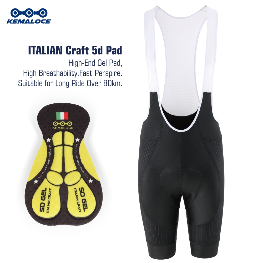 Padded Cycling Shorts 5D Gel - Calções de Ciclismo Masculinos KEMALOCE Pretos