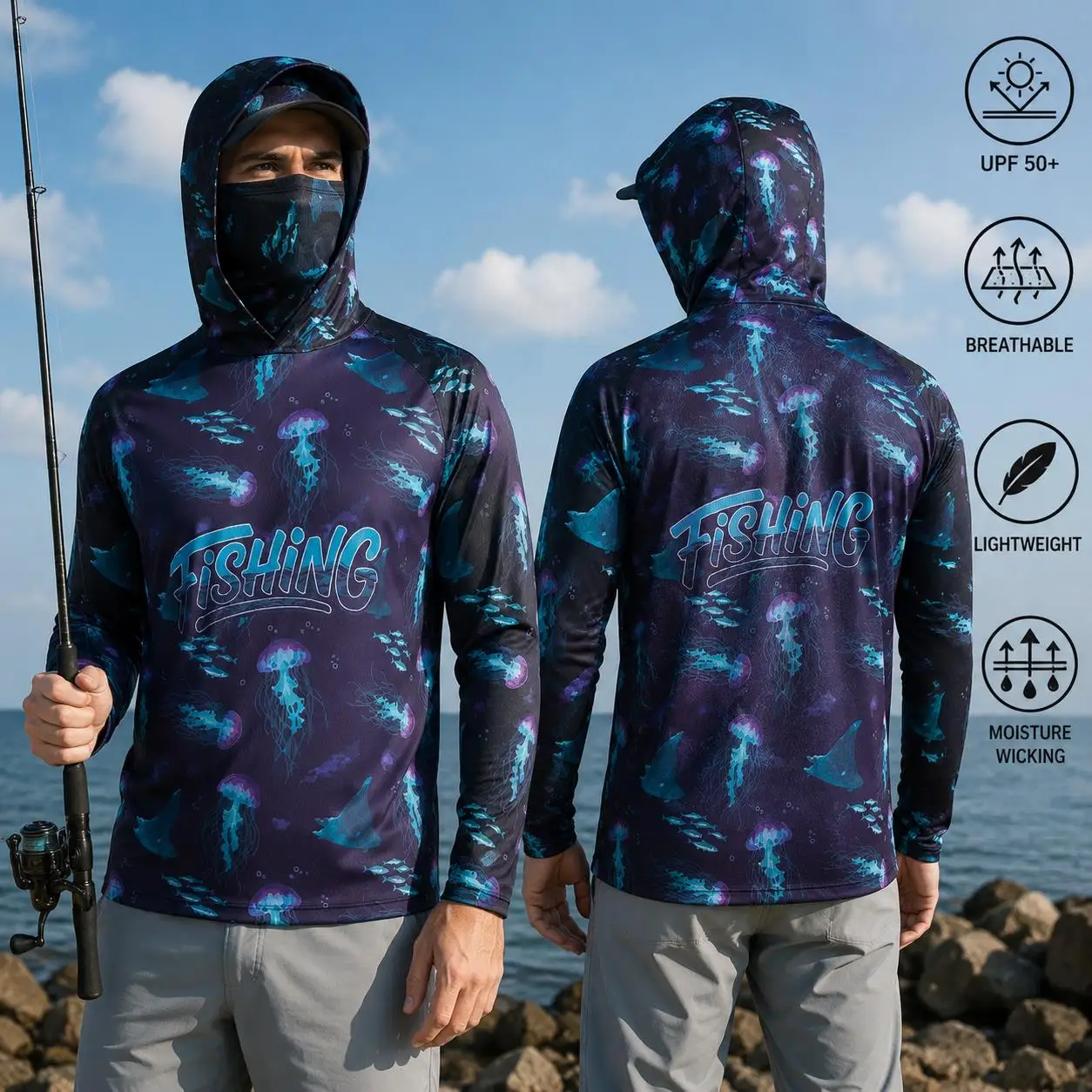 Camisa de pesca com capuz para - Fishing avaliação e preço